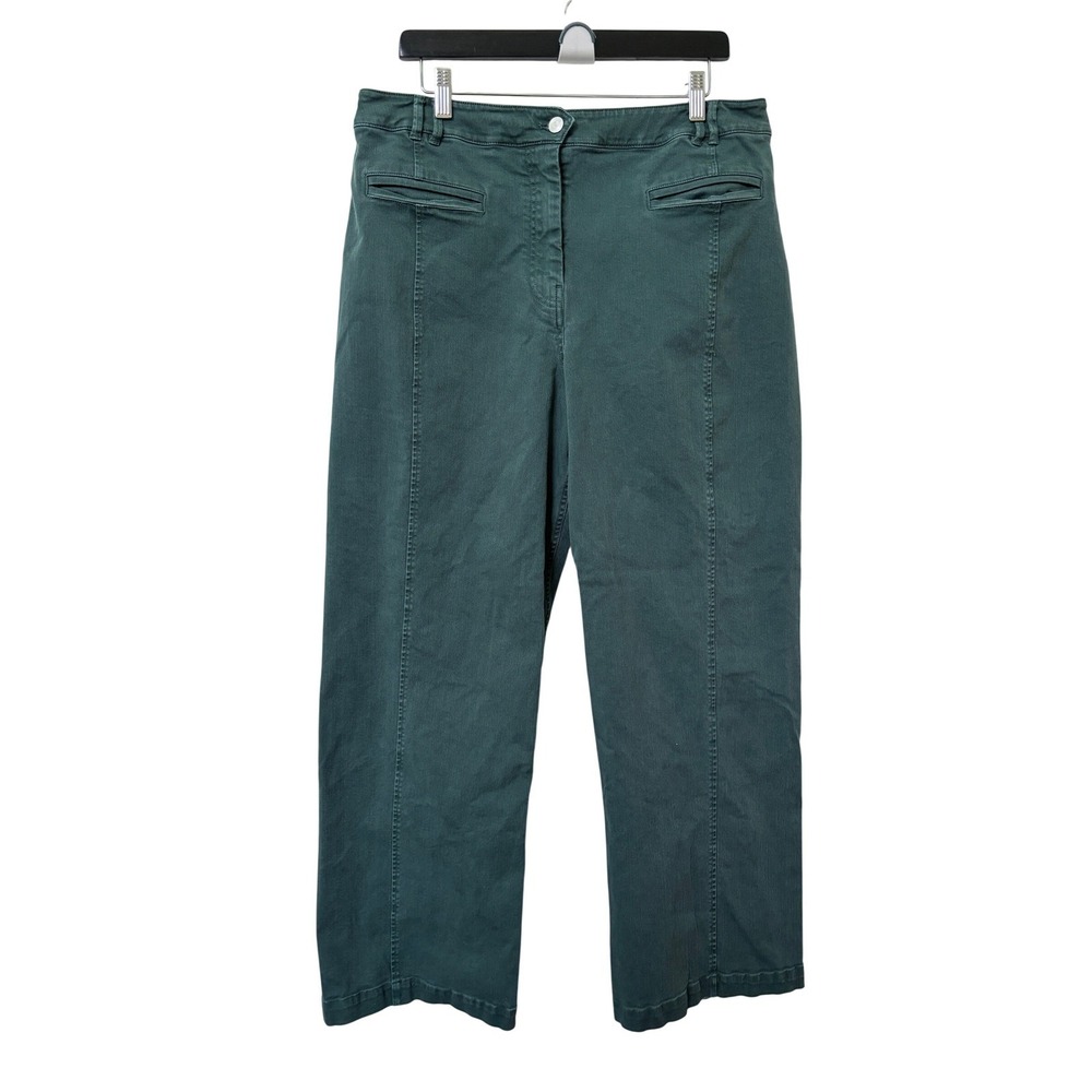 Maeve Anthropologie Womens Green Wide Leg High Rise Utility Seamed Pants Size 32